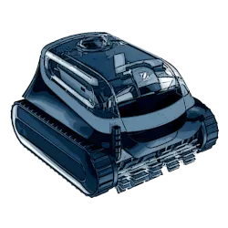 Blue compact tracked robotic vehicle (crawler) with a futuristic, armored look, likely an autonomous exploration robot.